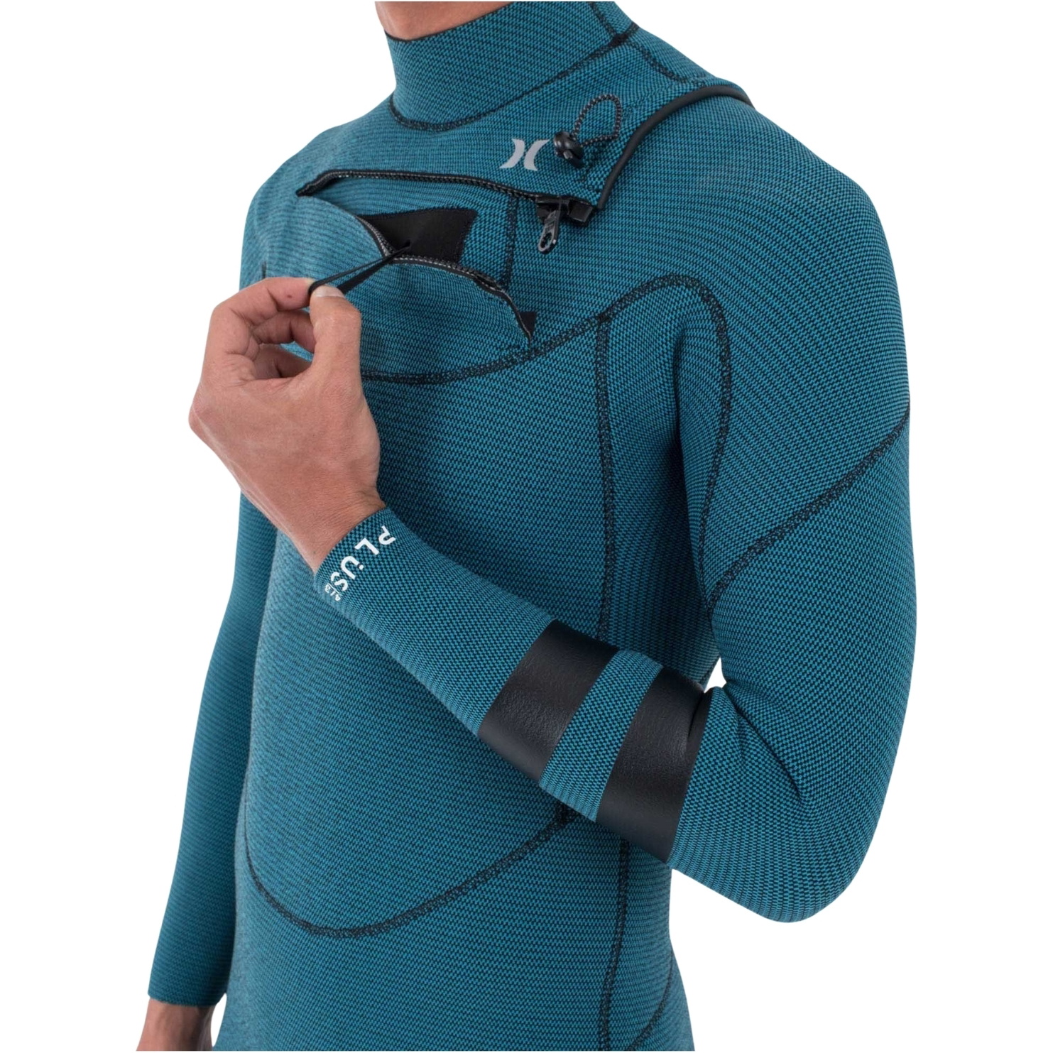2026 Hurley Mens Plus 4/3mm Chest Zip Wetsuit MFS0012403 - Black / Sky / Blue